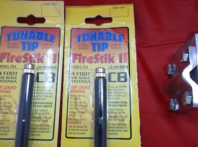 CB Antenna Kit - Firestik FS-4 Black Dual Antenna RG59U Cophase Coax & Brackets Combo - CB Radio Supply