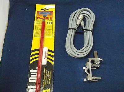 CB Antenna Kit - Firestik FS-4 Red Single Antenna RG8X Coax & Bracket Combo - CB Radio Supply
