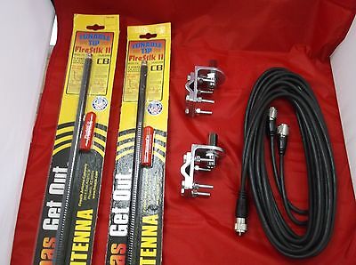 CB Antenna Kit - Firestik FS-5 Black Dual Antenna RG59U Cophase Coax & Brackets Combo - CB Radio Supply