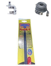 CB Antenna Kit - Firestik FS-5 Black Single Antenna RG8X Coax & Bracket Combo - CB Radio Supply
