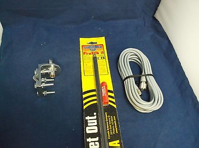 CB Antenna Kit - Firestik FS-5 Black Single Antenna RG8X Coax & Bracket Combo - CB Radio Supply