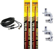 CB Antenna Kit - Firestik FS-5 Red Dual Antenna RG59U Cophase Coax & Brackets Combo - CB Radio Supply