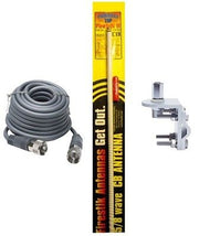 CB Antenna Kit - Firestik FS-5 White Single Antenna RG8X Coax & Bracket Combo - CB Radio Supply