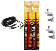 CB Antenna Kit - Firestik KW-2 Red Dual Antenna RG59U Cophase Coax & Brackets Combo - CB Radio Supply