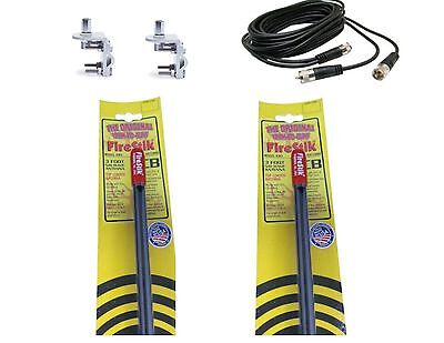 CB Antenna Kit - Firestik KW-3 Black Dual Antenna RG59U Cophase Coax & Brackets Combo - CB Radio Supply