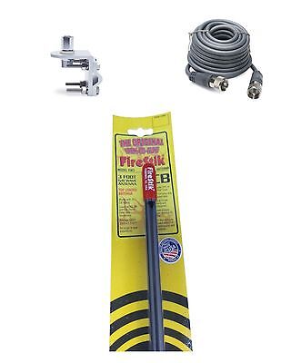 CB Antenna Kit - Firestik KW-3 Black Single Antenna RG8X Coax & Bracket Combo - CB Radio Supply