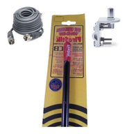 CB Antenna Kit - Firestik KW-4 Black Single Antenna RG8X Coax & Bracket Combo - CB Radio Supply