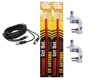 CB Antenna Kit - Firestik KW-4 Red Dual Antenna RG59U Cophase Coax & Brackets Combo - CB Radio Supply