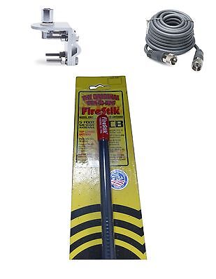 CB Antenna Kit - Firestik KW-5 Black Single Antenna RG8X Coax & Bracket Combo - CB Radio Supply