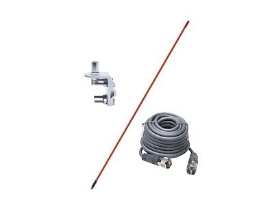 CB Antenna Kit - Francis CB22 3' Orange Fiberglass Single Antenna RG8X Coax & Bracket Combo - CB Radio Supply
