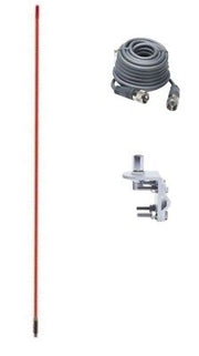 CB Antenna Kit - Francis CB24 4' Orange Fiberglass Single Antenna RG8X Coax & Bracket Combo - CB Radio Supply