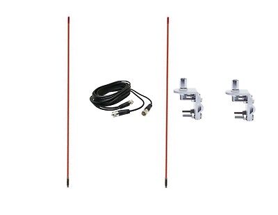 CB Antenna Kit - Francis CB25 4.5' Orange Fiberglass Dual Antenna RG59U Cophase Coax & Brackets Combo - CB Radio Supply