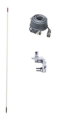 CB Antenna Kit - Francis CB25 4.5' White Fiberglass Single Antenna RG8X Coax & Bracket Combo - CB Radio Supply