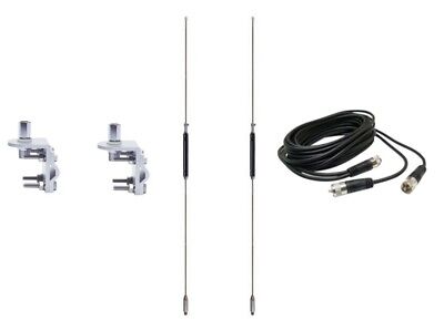 CB Antenna Kit - Hustler HQ27 Black Dual Antenna RG59U Cophase Coax & Brackets Combo - CB Radio Supply