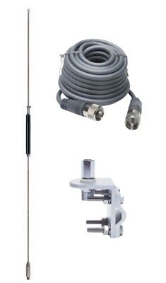 CB Antenna Kit - Hustler HQ27 Black Single Antenna RG8X Coax & Bracket Combo - CB Radio Supply