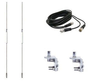 CB Antenna Kit - Hustler HQ27 White Dual Antenna RG59U Cophase Coax & Brackets Combo - CB Radio Supply