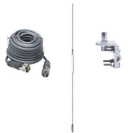 CB Antenna Kit - Hustler HQ27 White Single Antenna RG8X Coax & Bracket Combo - CB Radio Supply