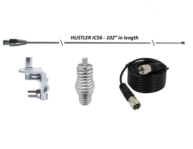 CB Antenna Kit - HUSTLER IC56 102" CB Radio Stainless Steel Whip Antenna & Installation Kit - CB Radio Supply