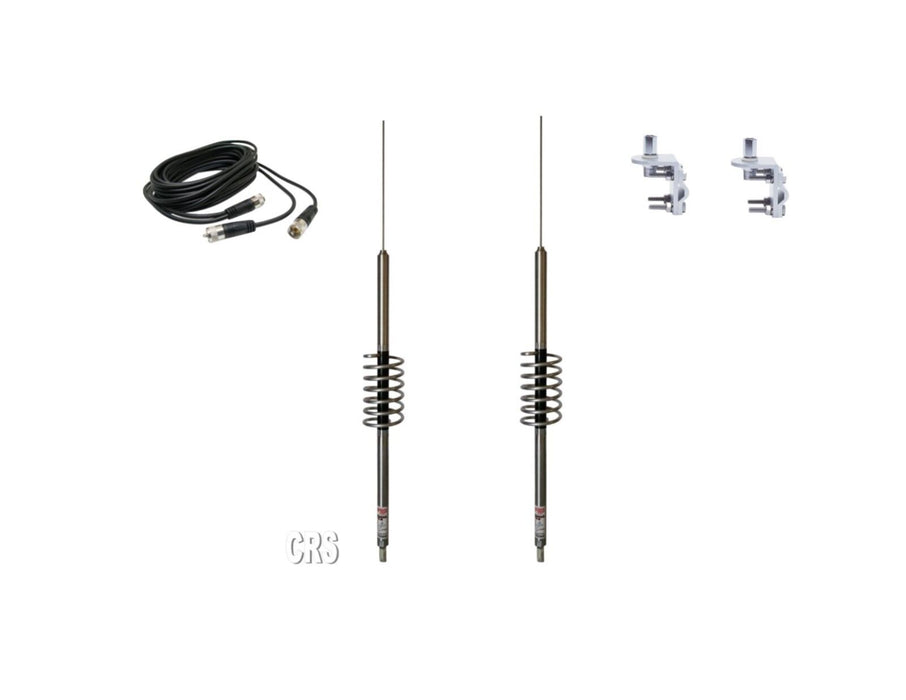 CB Antenna Kit - Predator K-1-12 Dual Antenna RG59U Cophase Coax & Brackets Combo - CB Radio Supply