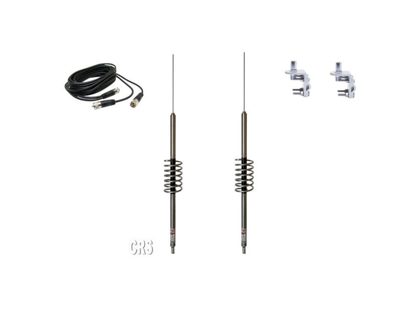 CB Antenna Kit - Predator K-1-6 Dual Antenna RG59U Cophase Coax & Brackets Combo - CB Radio Supply