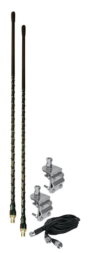 CB Antenna Kit - Procomm HSD995-4B 4' Dual Fiberglass Antenna Kit w/ 3 Way Mounts & Coax - CB Radio Supply