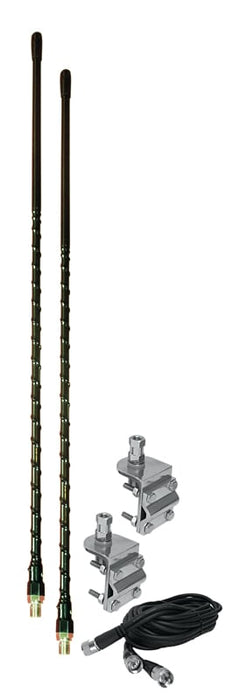 CB Antenna Kit - Procomm HSD995-4B 4' Dual Fiberglass Antenna Kit w/ 3 Way Mounts & Coax - CB Radio Supply