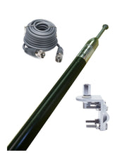 CB Antenna Kit - Skipshooter 3' Black Single Antenna RG8X Coax & Bracket Combo - CB Radio Supply