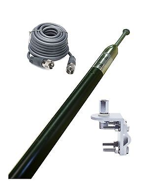 CB Antenna Kit - Skipshooter 4' Black Single Antenna RG8X Coax & Bracket Combo - CB Radio Supply