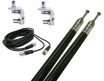 CB Antenna Kit - Skipshooter 5' Black Dual Antenna RG59U Cophase Coax & Brackets Combo - CB Radio Supply