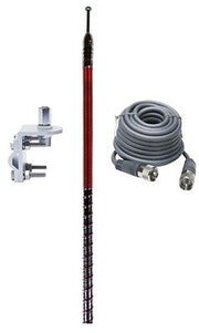 CB Antenna Kit - Skipshooter 7' Clear Single Antenna RG8X Coax & Bracket Combo - CB Radio Supply