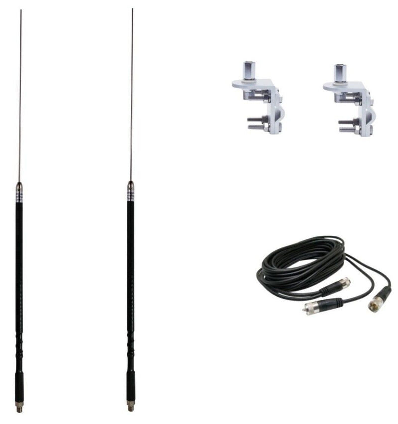 CB Antenna Kit - Skipshooter Double Barrel Dual RG59U Cophase Coax & Brackets Combo - CB Radio Supply