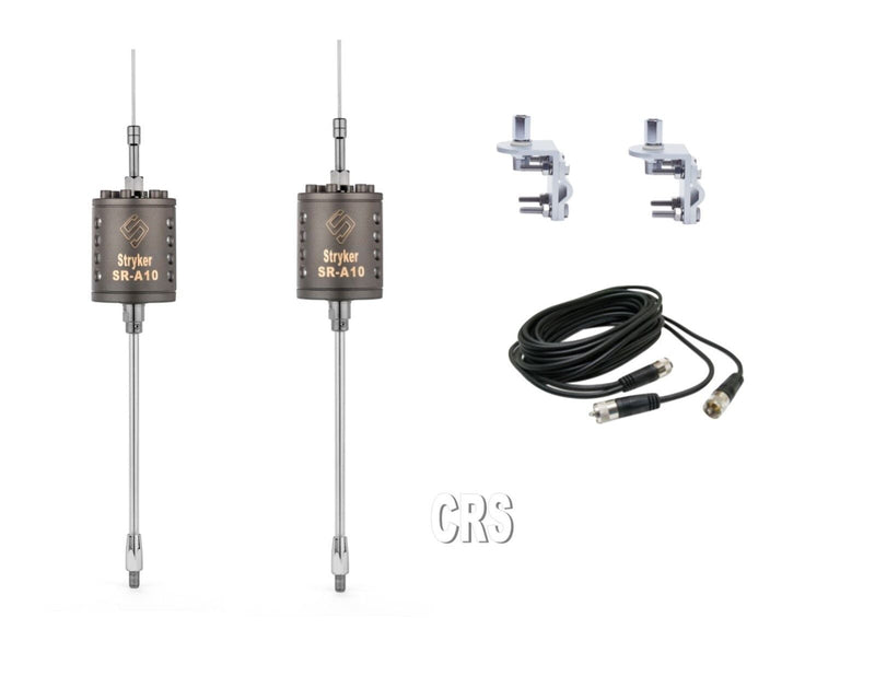 CB Antenna Kit - Stryker SR-A10 Dual Antenna RG59U Cophase Coax & Brackets Combo - CB Radio Supply