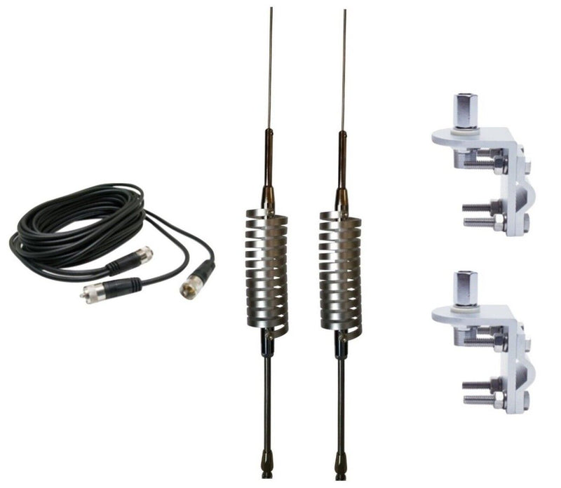 CB Antenna Kit - Tram Browning BR-78 Dual Antenna RG59U Cophase Coax & Brackets Combo - CB Radio Supply