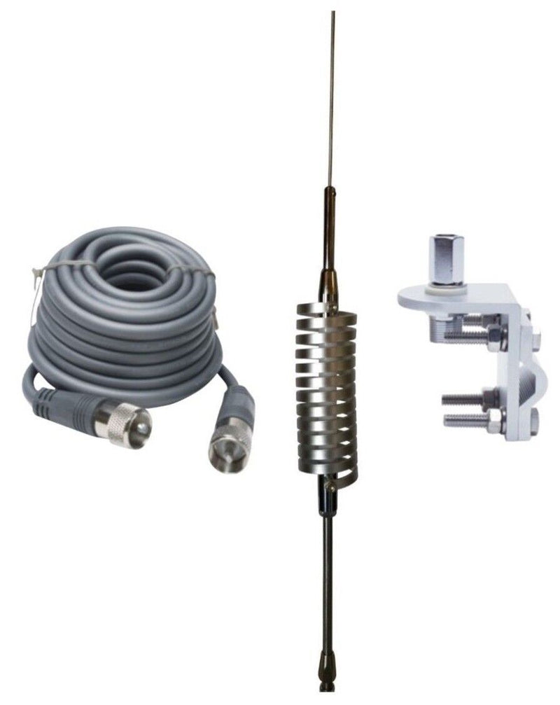 CB Antenna Kit - Tram Browning BR-78 Single Antenna RG8X Coax & Bracket Combo - CB Radio Supply