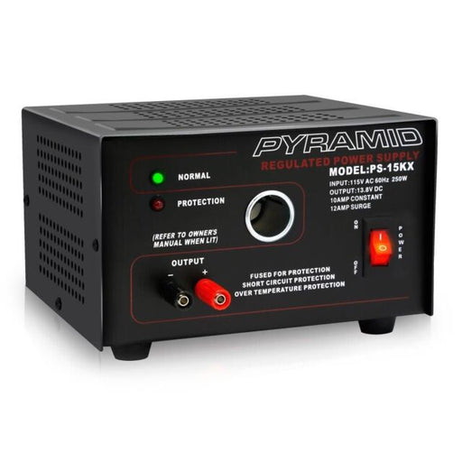 CB Power Supply - Pyramid PS15K.5 10 Amp Bench Power Supply AC to DC Converter w/ Car Cigarette Lighter - CB Radio Supply