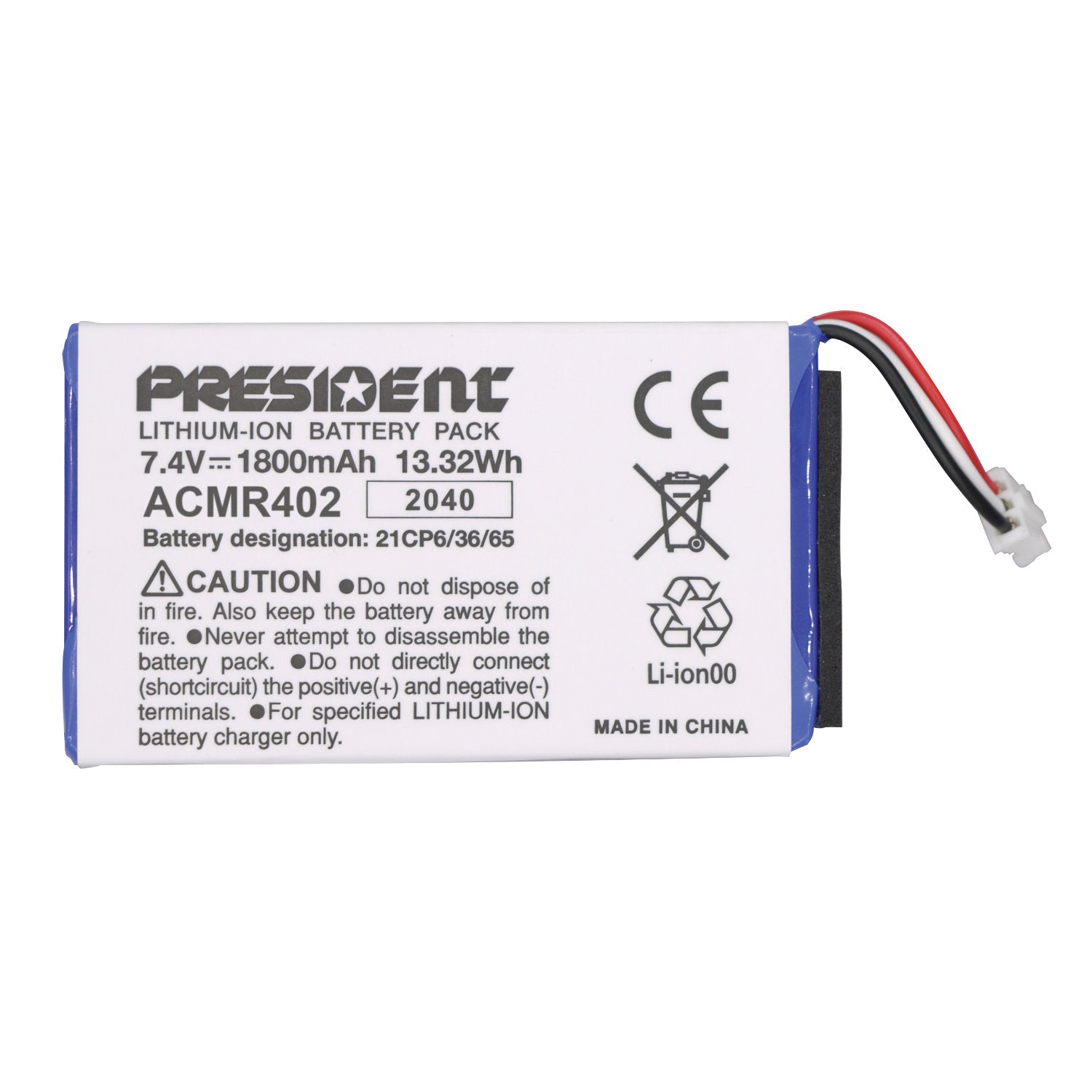 CB Radio President ACMR402 Randy Replacement Lithium Ion Battery Pack ...
