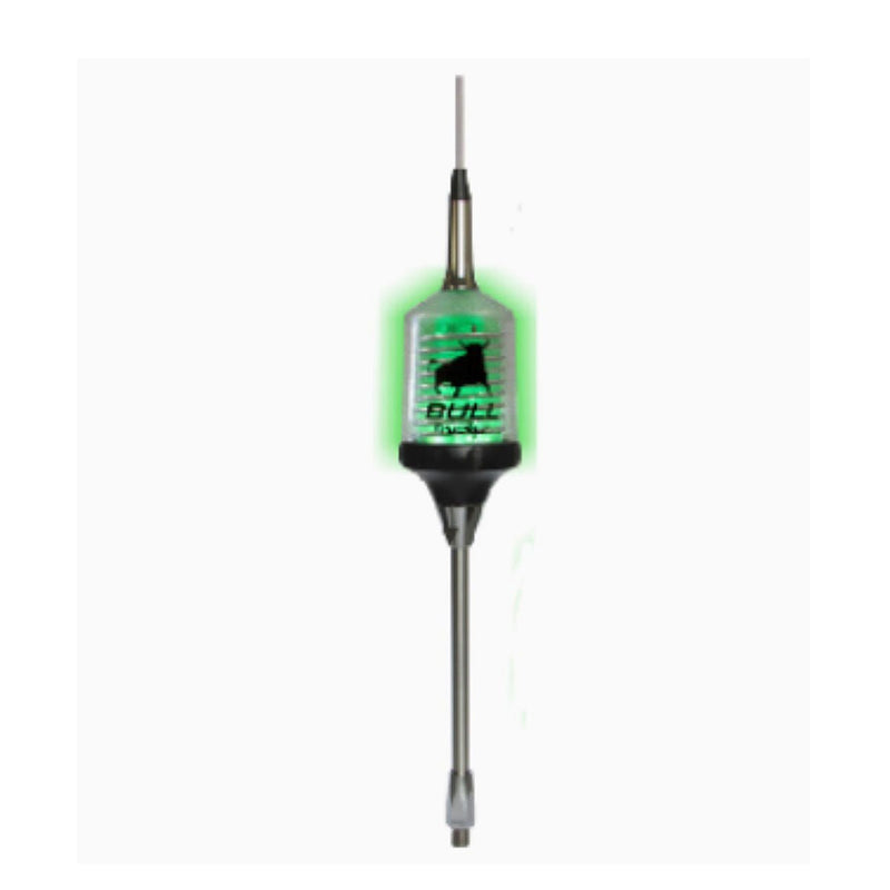CB Radio Antenna - Bull Trucker 3000 3/8 w/ Shaft - Green LED! - CB Radio Supply