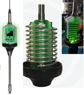 CB Radio Antenna - Bull Trucker 5000 3/8 w/ Shaft - Green LED! - CB Radio Supply