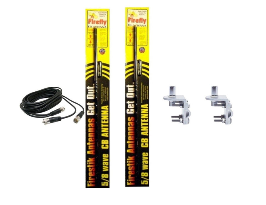 CB Radio Antenna - Firestik Firefly FL-3 Dual Combo Kit with 18' RG59u Dual Cophase Coax and Mounts - CB Radio Supply