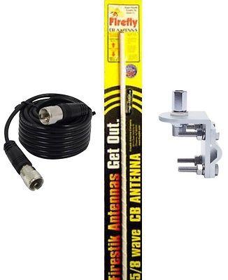CB Radio Antenna - Firestik Firefly FL-3 White Combo Kit with 18' RG58 Coax and Mount - CB Radio Supply