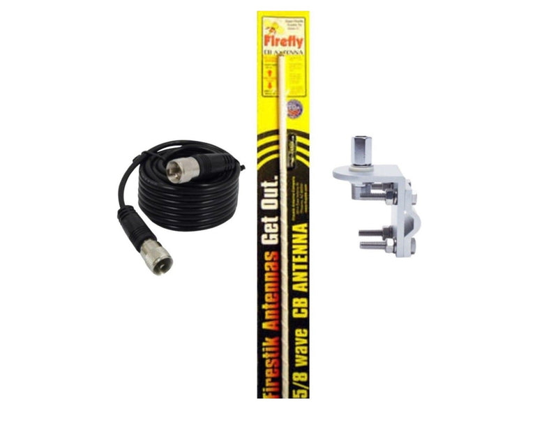 CB Radio Antenna - Firestik Firefly FL-4 White Combo Kit with 18' RG58 Coax and Mount - CB Radio Supply
