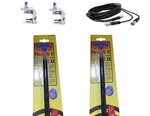 CB Radio Antenna - Firestik Firefly FS-4 Dual Combo Kit with 18' RG59u Dual Cophase Coax and Mounts - CB Radio Supply