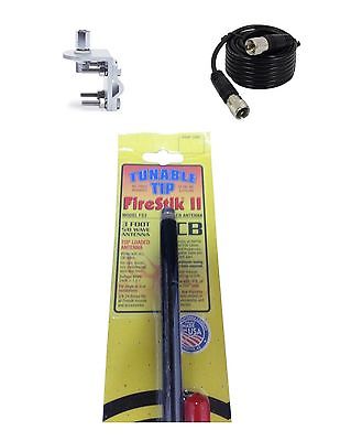 CB Radio Antenna - Firestik FS-3 Tunable Tip Fiberglass Combo Kit with 18' RG58 Coax and Mount - CB Radio Supply