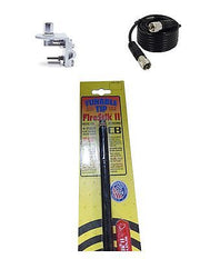 CB Radio Antenna - Firestik FS-4 Tunable Tip Fiberglass Combo Kit with 18' RG58 Coax and Mount - CB Radio Supply