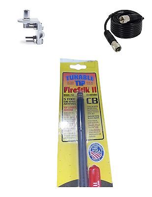 CB Radio Antenna - Firestik FS-5 Tunable Tip Fiberglass Combo Kit with 18' RG58 Coax and Mount - CB Radio Supply