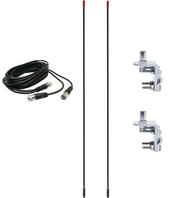 CB Radio Antenna - Francis Pre-Tuned CB22 Dual Combo Kit with 18' RG59u Dual Cophase Coax and Mounts - CB Radio Supply