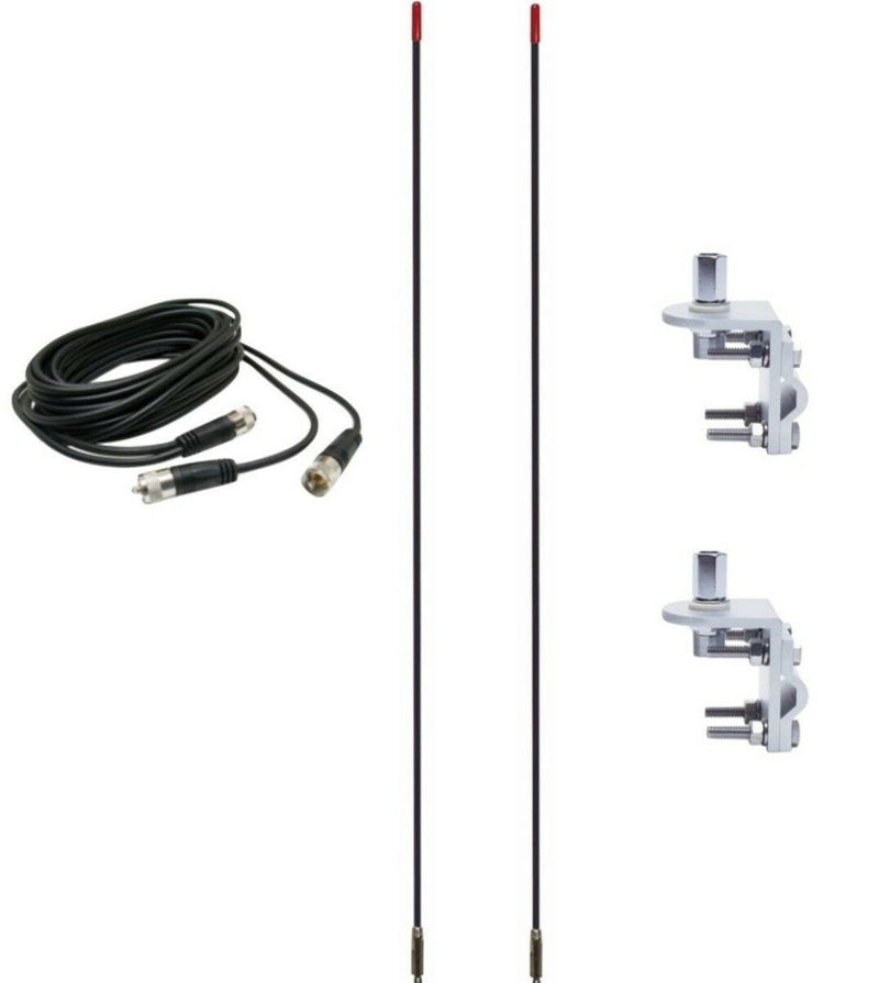CB Radio Antenna - Francis Pre-Tuned CB26 Dual Combo Kit with 18' RG59u Dual Cophase Coax and Mounts - CB Radio Supply