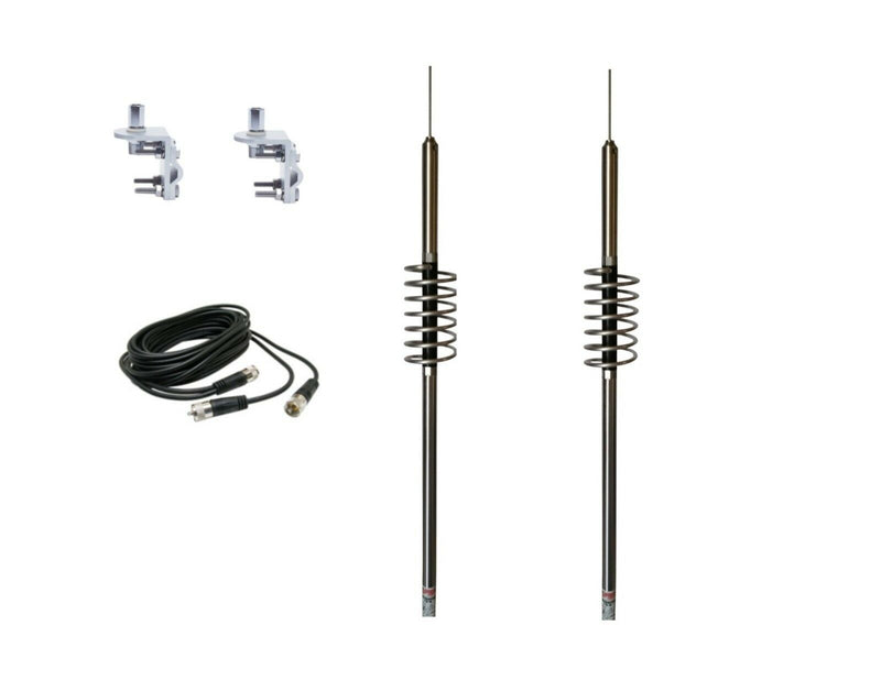 CB Radio Antenna - Predator 10K Competition Antenna (17" Shaft K-1-17) Dual Combo Kit with 18' RG59u Dual Cophase Coax and Mounts - CB Radio Supply