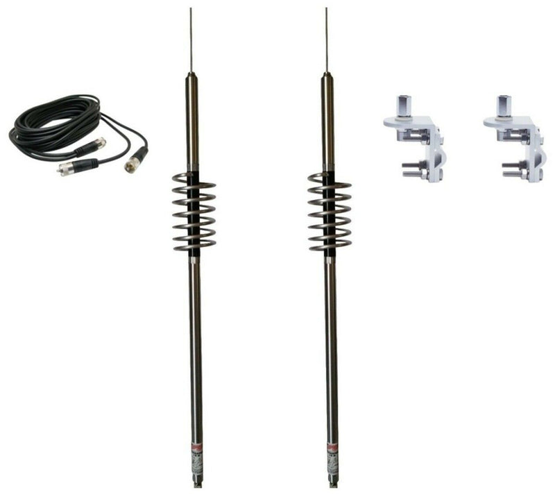 CB Radio Antenna - Predator 10K Competition Antenna (27" Shaft K-1-27) Dual Combo Kit with 18' RG59u Dual Cophase Coax and Mounts - CB Radio Supply