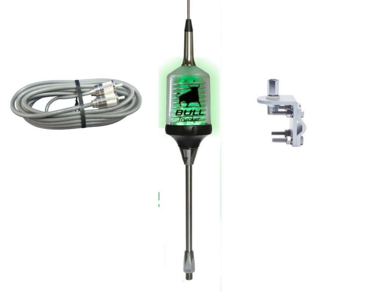 CB Radio Antenna - Sirio 3000 Bull Trucker Antenna Combo Kit with Belden 18' RG8X Coax and Mount - CB Radio Supply